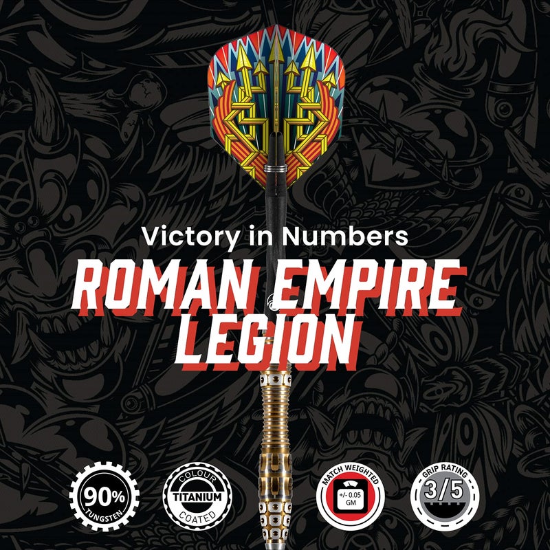 Shot! Darts Roman Empire Legion Steel Tip Dart Set | 90% Tungsten Barrels | Front Balanced with Secure Grip | Handcrafted Pro Darts with Flights for Men & Women | Metal Tips | Made in New Zealand - Image 5